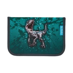   Herlitz kihajtható tolltartó, Green Rex/Dino, 2 klapnis (31 részes töltött)