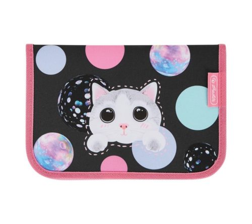 Herlitz kihajtható tolltartó, Cute Cat/Cicás, 2 klapnis (üres)