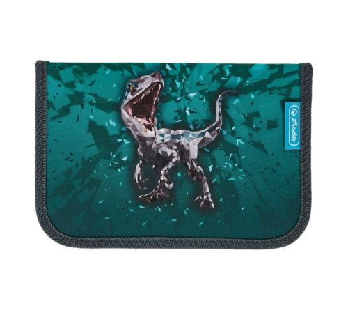 Herlitz kihajtható tolltartó, Green Rex/Dino, 2 klapnis (üres)