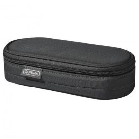 Herlitz bedobós ovális tolltartó, Fekete (6x21,5x9 cm) 