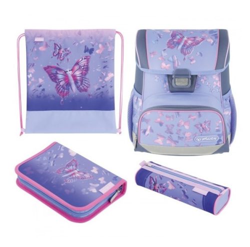 Herlitz Loop Plus iskolatáska szett, Butterfly Paradise/Pillangós