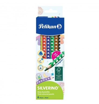 Pelikan Silverino színesceruza, VASTAG, 6 szín 