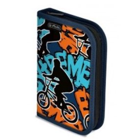   Herlitz kihajtható tolltartó, Bicikli, 2 klapnis (35 részes töltött)