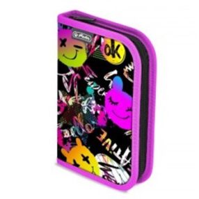   Herlitz kihajtható tolltartó, Smilye, 2 klapnis (35 részes töltött)