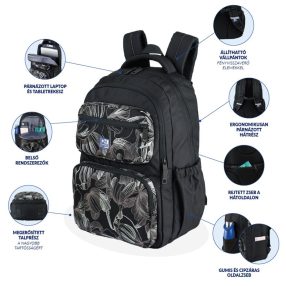 Oxford hátizsák, DreamTec - Fekete/Indigo (26 L)