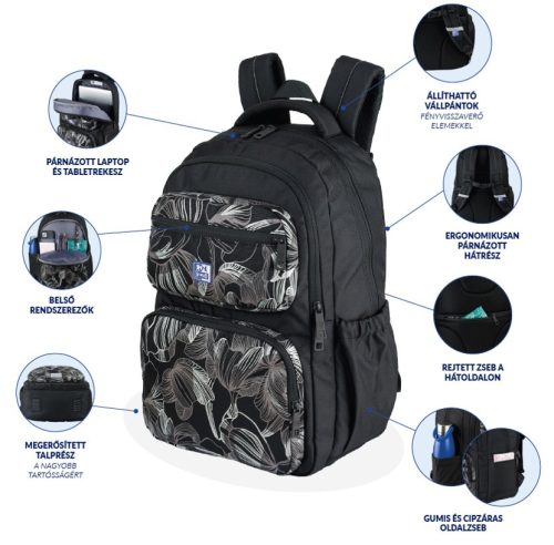 Oxford hátizsák, DreamTec - Fekete/Indigo (26 L)