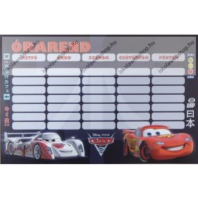 Cars/Verdák Fekete kétoldalas órarend