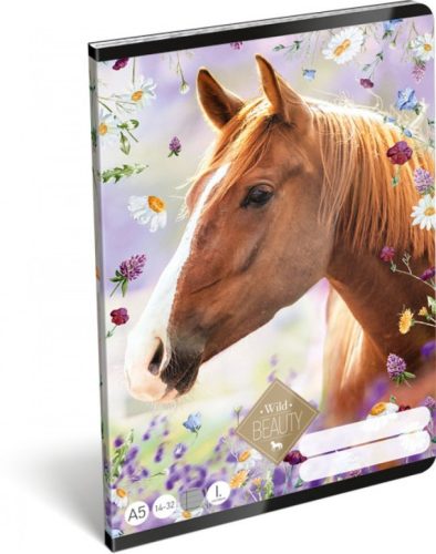 Állatos Lovas/Wild Beauty Brown 1. osztályos vonalas füzet, A5/14-32