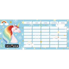 Lovas/Unikornis mini órarend (18x8 cm)