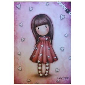   Santoro Gorjuss vonalas füzet, Szivecske Pink, 40+4 lap, A/5 - MAR MAR 