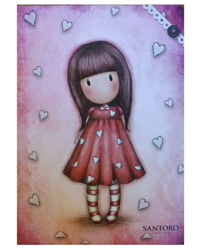 Santoro Gorjuss vonalas füzet, Szivecske Pink, 40+4 lap, A/5 - MAR MAR 