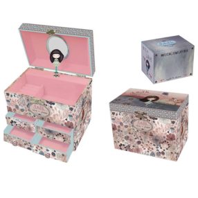   Anekke zenélő ékszeresdoboz, 4 fiók+1 fő rekesz, 19x15x12 cm, Liberty  (Ak-1907)