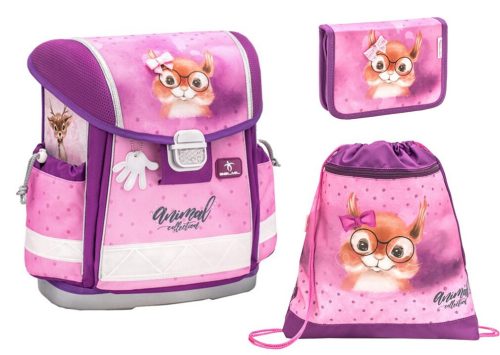 Belmil Classy iskolatáska szett, Sweet Squirell/Mókusos (403-13) lámás tolltartóval