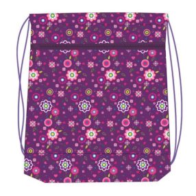 Belmil hálós és zsebes tornazsák, Virágos/Violet