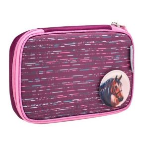  Belmil szögletes tolltartó, Stripes Bordeaux/Lovas