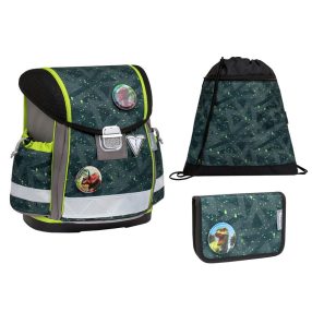   Belmil Classy With Patches Dino/Green Splash iskolatáska szett (403-13/AG/PC) AGR Tanusítvánnyal 