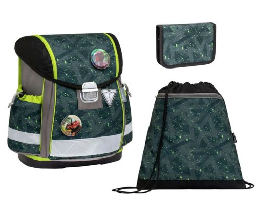 Belmil Classy With Patches Dino/Green Splash iskolatáska szett (403-13/AG/PC) AGR Tanusítvánnyal 