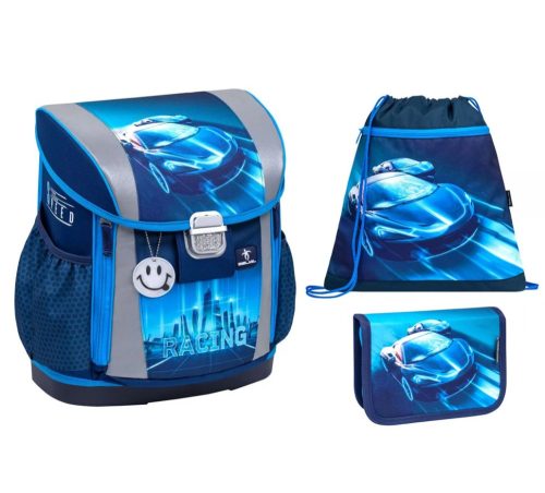 Belmil Customize-Me Autós/Racing Blue Neon iskolatáska szett (404-20/AG) AGR Tanúsítvánnyal