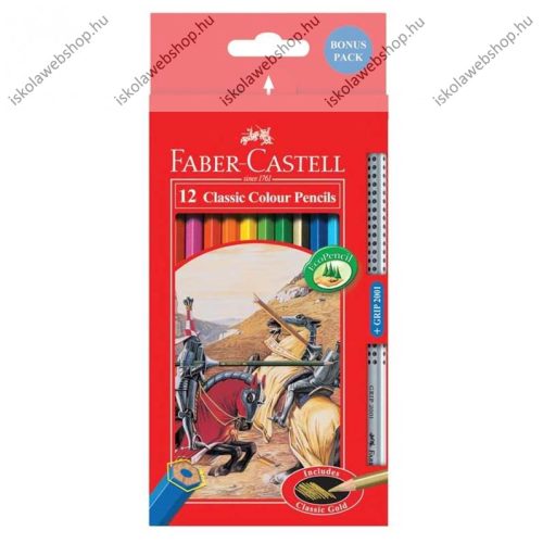 Faber-Castell színesceruza, 12 db + 1 grip grafitceruza