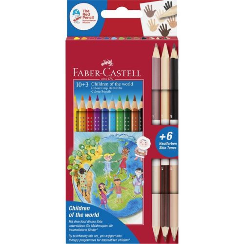 Faber-Castell színesceruza készlet, 12 szín + 3 db Bicolor (6 db bőrszín)