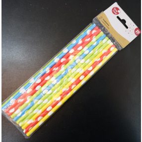 Papír szívószál, 20 db, Pöttyös