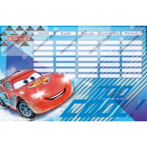 Cars/Verdák Blue kétoldalas órarend