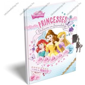   Keményfedeles emlékkönyv kulccsal és lakattal, Hercegnős/Princesses (A6)