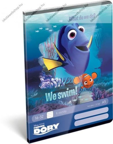 Némó/Finding Dory/Szenilla nyomában - We swim! 1. osztályos vonalas füzet, A5/14-32
