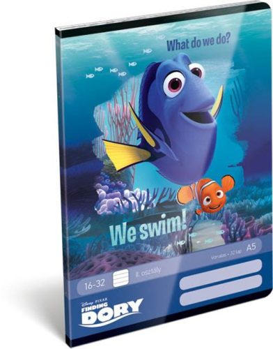 Állatos Némó/Finding Dory/Szenilla 1. osztályos vonalas füzet, A5/14-32