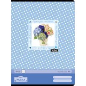 Virág - Kék virágos A4 kockás füzet