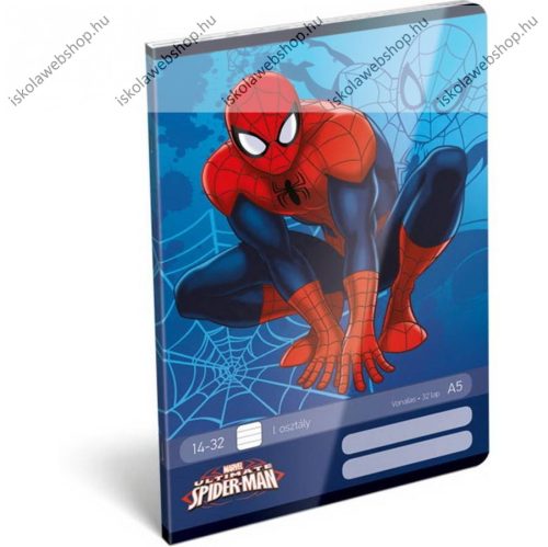 Spider-Man/Pókember 3. osztályos vonalas füzet, A5/12-32 (vegyes minta)